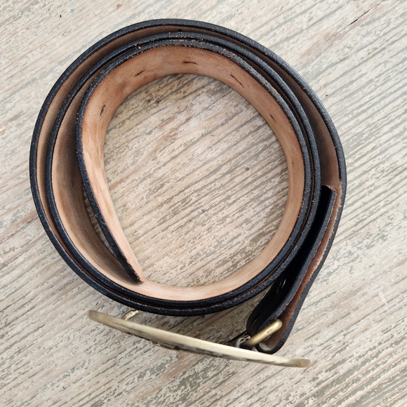 Vintage Award Design Medals Solid Brass Buckle and belt, Black, Men's 36 - Picture 4 of 7